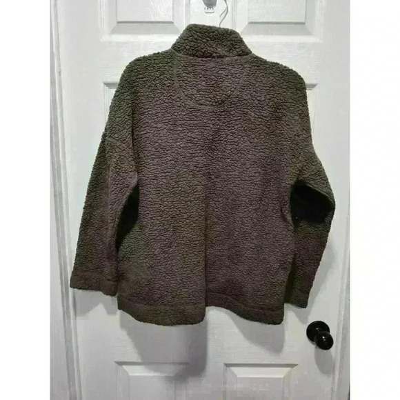 Aerie Sherpa Sweatshirt Pullover Teddy SweaterFleece Gorpcore Womens Small Green - Picture 2 of 6